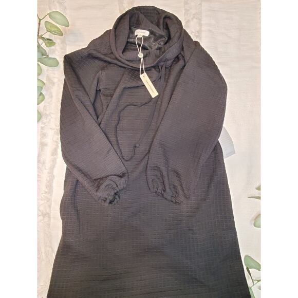 Max Studio Drawstring Cowl Neck Dress in Black - Picture 1 of 10